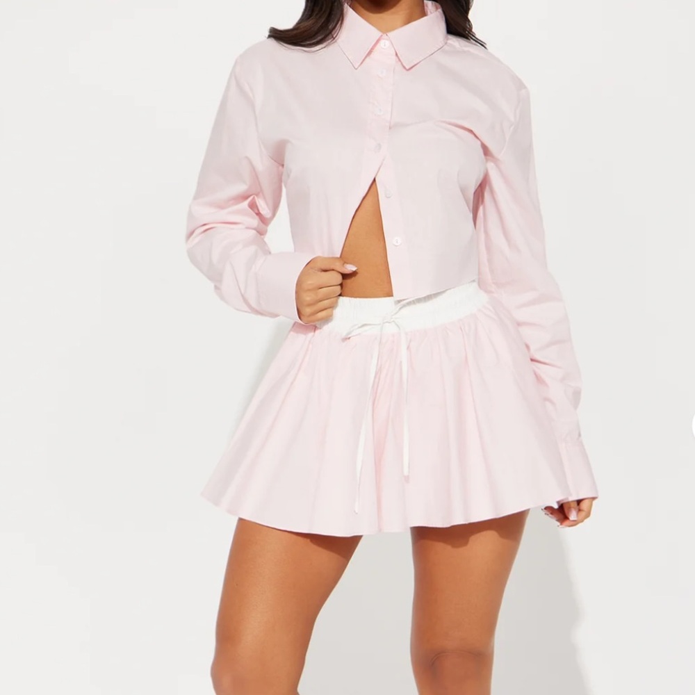 Pink Skirt Set (Long Sleeve + Skort Only)